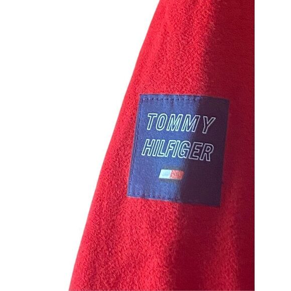 Tommy Hilfiger Sport Red 1/4 Zip Preppy Long Sleeve Pullover Sweatshirt - Picture 3 of 4